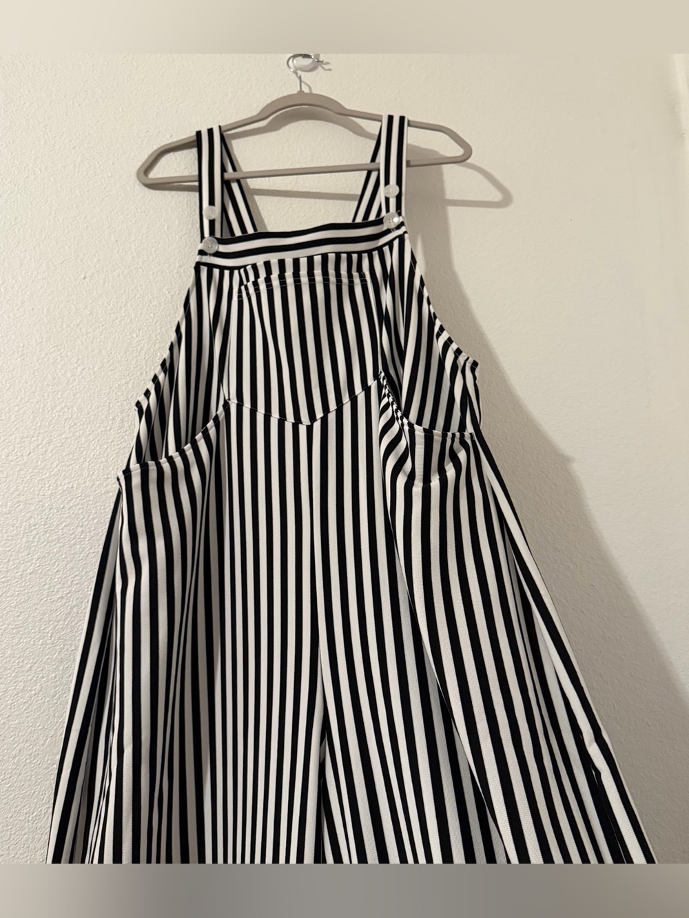 Halara Striped Wide Leg Overalls Women XL Tall Black White Bib Jumpsuit Flow NWT - Picture 7 of 12
